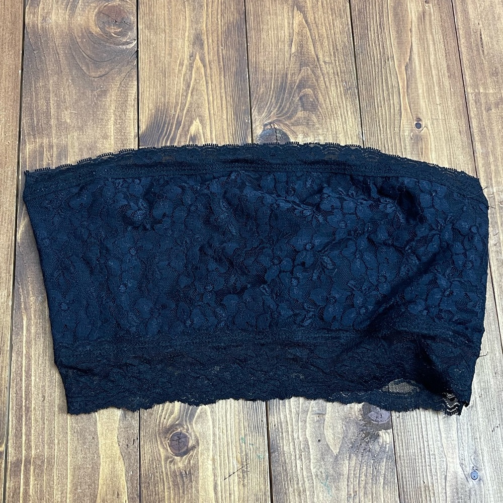 Material Girl black lace bandeau bra size medium
